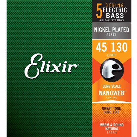 Elixir Bajo 5 Cuerdas 45-130 Nanoweb Nickel