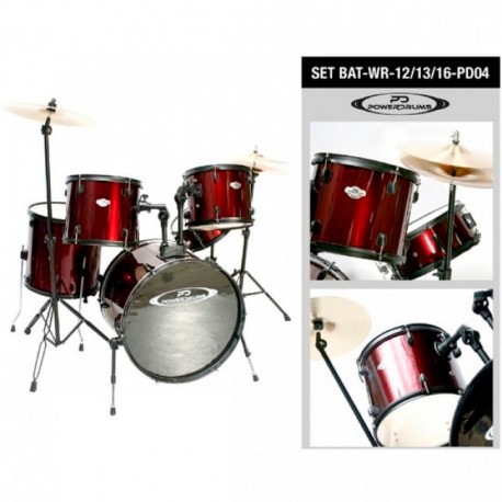 Set de batería Powerdrums PD-04 - Wine Red