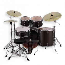 Set de batería acústica PowerDrums JJ-5 BKM con platillos Guzel