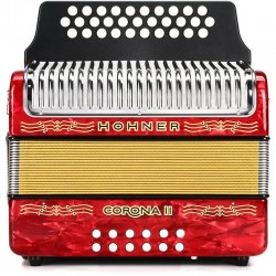 Acordeón Diatónico Hohner Corona II FBbEb - A5649 - Rojo
