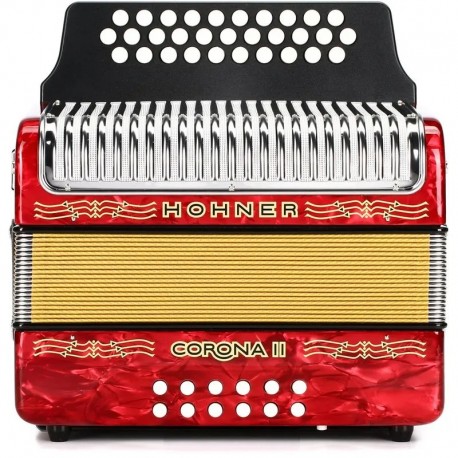 Acordeón Diatónico Hohner Corona II FBbEb - A5649 - Rojo
