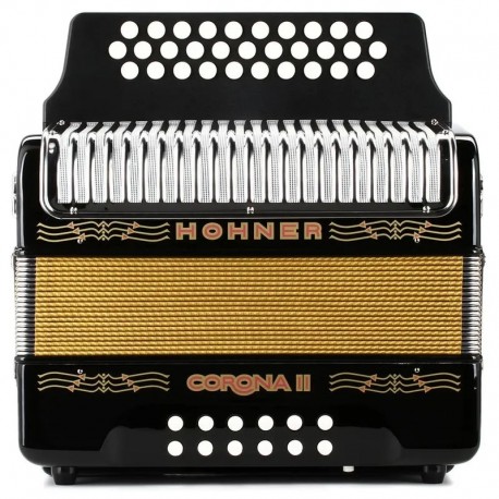 Acordeón Diatónico Hohner Corona II FBbEb - A56411 - Negro Lacado