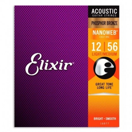Elixir Cuerdas Guitarra Acustica 12-56 Phosphor Bronze Nanoweb