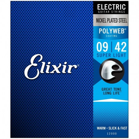 Elixir Cuerdas Guitarra Electrica 09-42 Polyweb Nickel