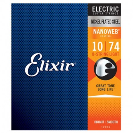 Elixir Guitarra Electrica 8 Cuerdas 10-74 Nanoweb Nickel