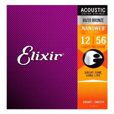 Elixir Cuerdas Guitarra Acustica 12-56 Nanoweb Bronze