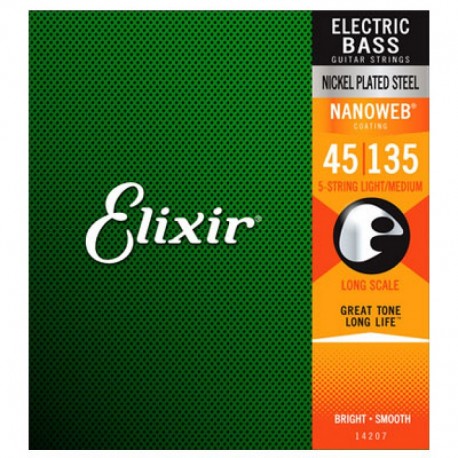 Elixir Bajo 5 Cuerdas 45-135 Nanoweb Nickel