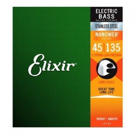 Elixir Bajo 5 Cuerdas 45-135 Nanoweb Stainless Steel